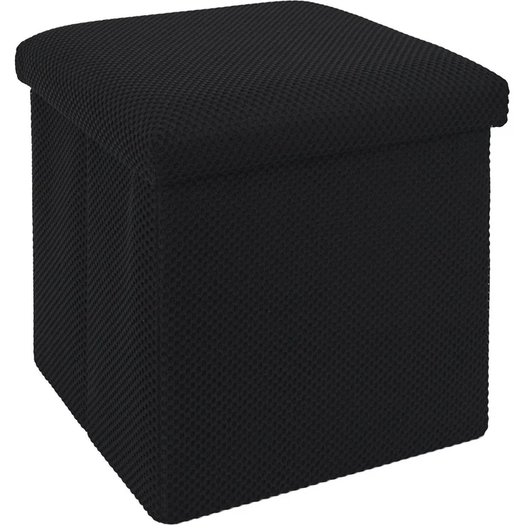 HOME DECO FACTORY, HD0506, Schwarz, Faltbare Ottomane-Truhe, Elegantes Design, multifunktionale Aufbewahrungssitze, optimaler Komfort, einfache Wartung, ideal für kleine Räume, 38 cm, Schwarz