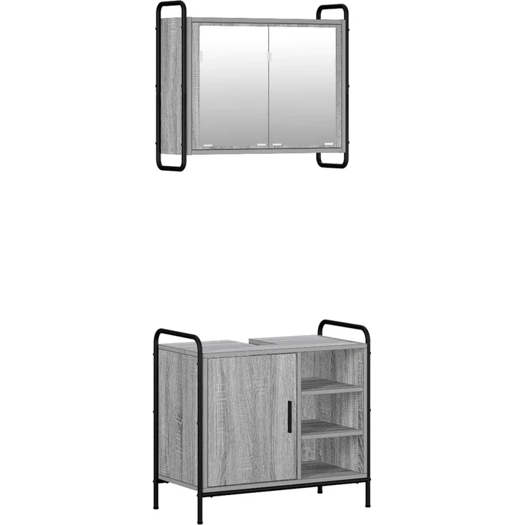 vidaXL Badezimmerschrank-Set 2 stk. Sonoma-Grau 65,5 x 34 x 61 cm 3444486 – Bild 2