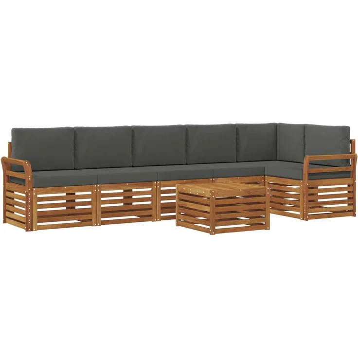 vidaXL Outdoor-Sofagarnitur 7 stk. 6-Sitzer Natur und Anthrazit 3374932 – Bild 2