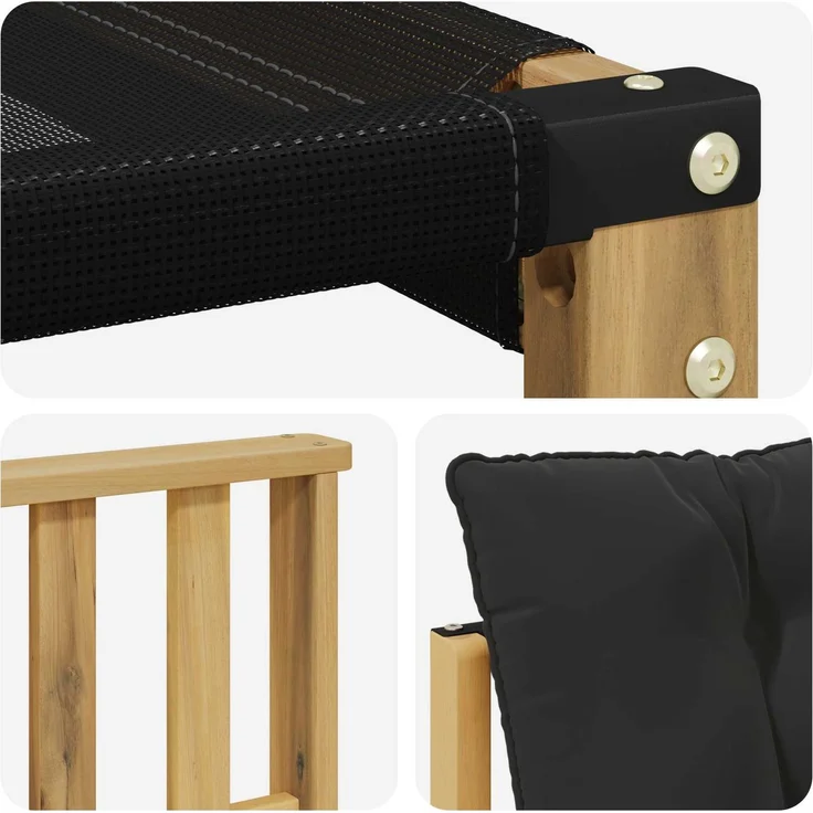 vidaXL Outdoor-Sofagarnitur Massives Akazienholz und Textilene Weiß 3439062 – Bild 8