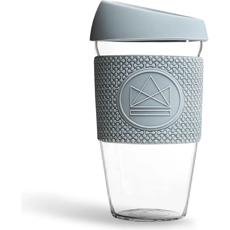 kaffeeglas 450 ml Glas-Silikon grau