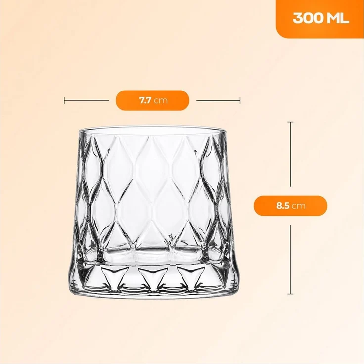 Pasabahce Gläser-Set Leafy, 6-tlg, Glas, ideal für Whisky, Bourbon & Cocktails, 300ml, 4er Set – Bild 2
