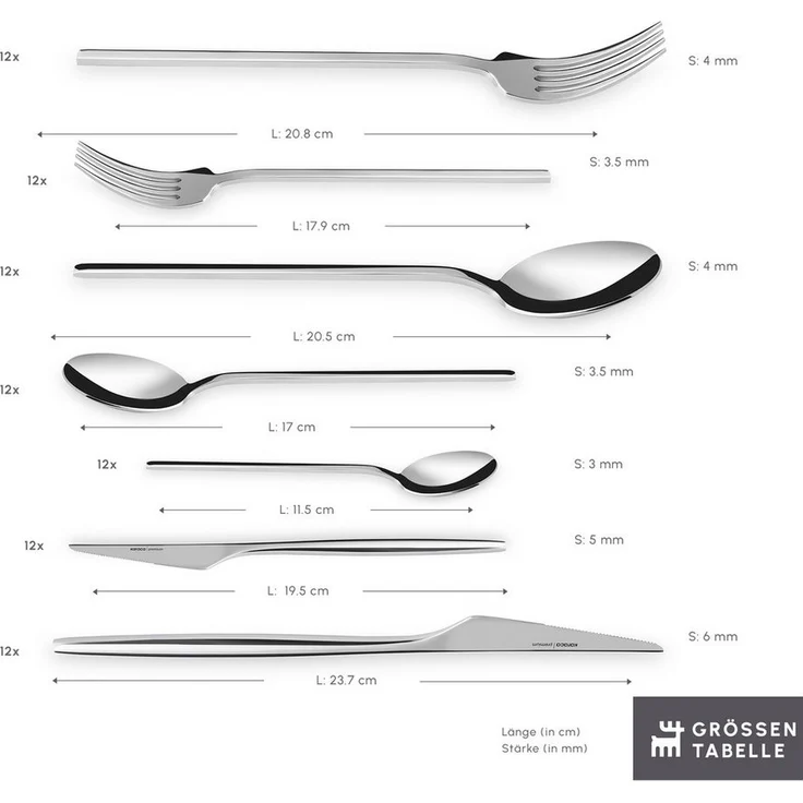 Karaca Besteck-Set Karaca Look Besteckset für 12 Personen 84-teilig Edelstahl Silber (84-tlg), 12 Personen, 316er Edelstahl, bruchfest rostfrei – Bild 2