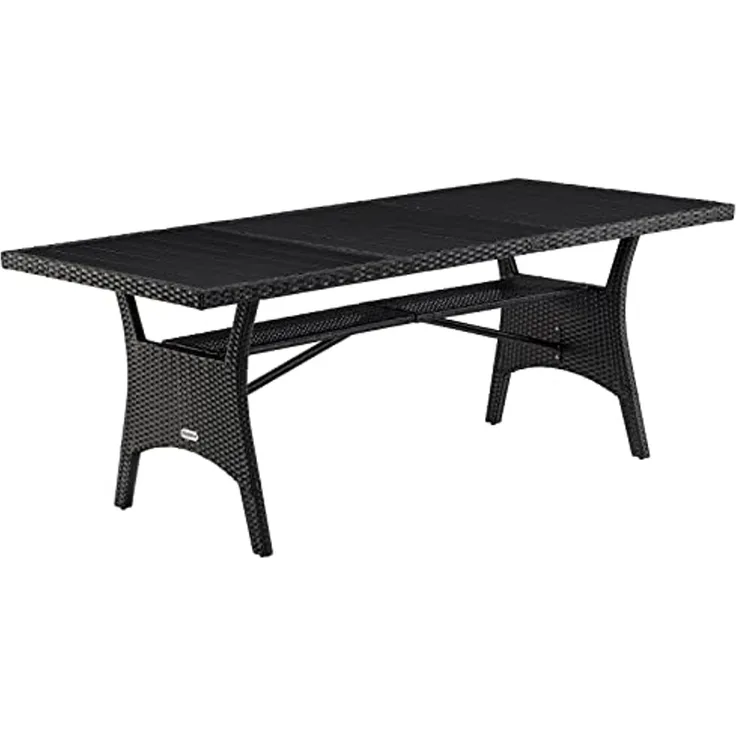 Casaria Gartentisch (1-St), Polyrattan 190x90x74cm mit Ablage WPC-Tischplatte Höhenverstellbar