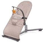 Kinderkraft Babywippe MIMI, Spielbügel mit 2 Spielzeuge, verstellbare Rückenlehne, Weiches Material, Minimalistische Skandinavisches Design, Zusammenklappbar, Beige