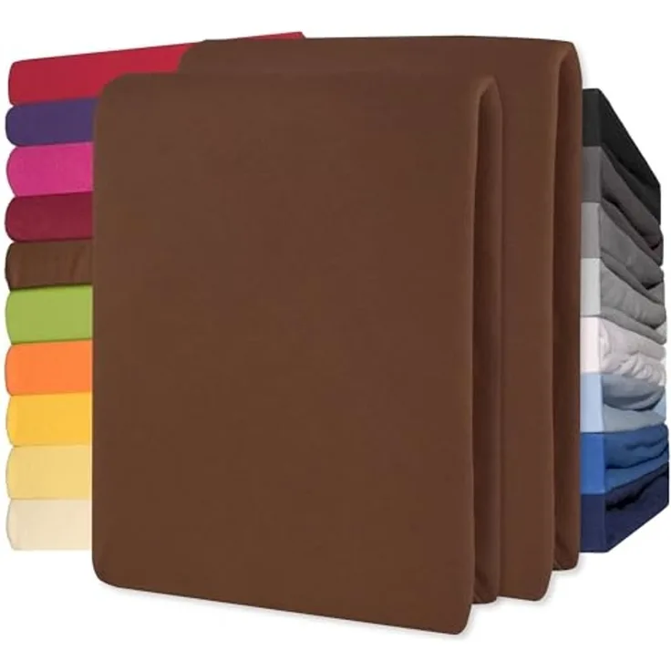 CelinaTex Jersey Topper Spannbettlaken Lucina 200x200-200x220 cm Schoko braun 100% Baumwolle gekämmt bis 12cm Matratzenhöhe Oeko-TEX