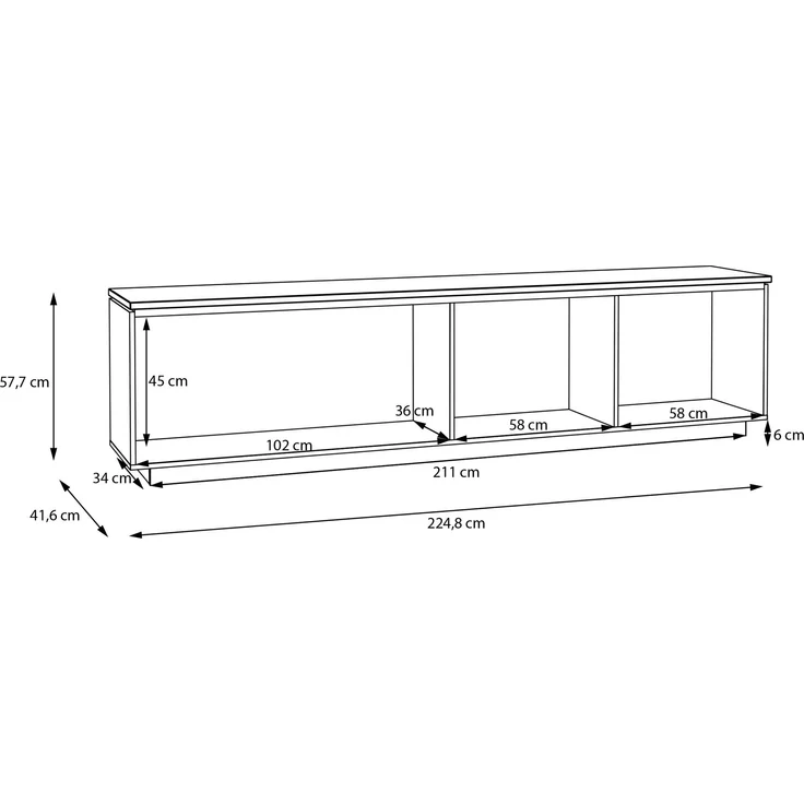 Lowboard >LOUOTO< 2 Türen, 1 Klappe, sandfarbig/Artisan Eiche - 224,8x57,7x41,6cm BxHxT – Bild 7