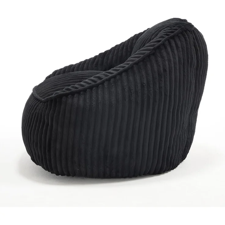 Sitzsack aus Cord mit Schaumstofffüllung, leicht zu bewegen, 98x92x73 cm, Schwarz – Bild 4