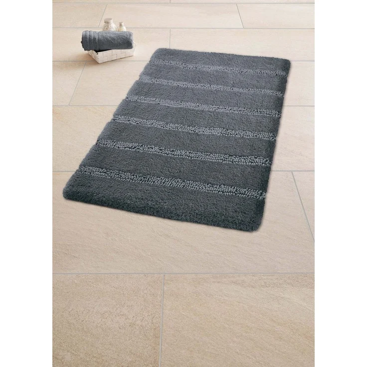 Kleine Wolke Badematte Monrovia, Höhe 23 mm, rutschhemmend beschichtet, fußbodenheizungsgeeignet, Kunstfaser, quadratisch, Badteppich, Uni Farben, gestreift, aus Mikrofaser, waschbar – Bild 1