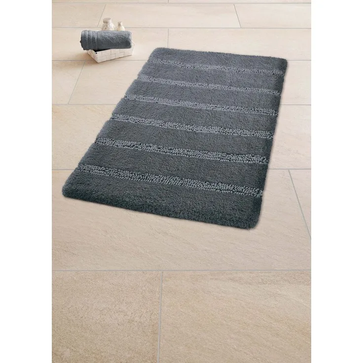 Kleine Wolke Badematte Monrovia, Höhe 23 mm, rutschhemmend beschichtet, fußbodenheizungsgeeignet, Kunstfaser, quadratisch, Badteppich, Uni Farben, gestreift, aus Mikrofaser, waschbar