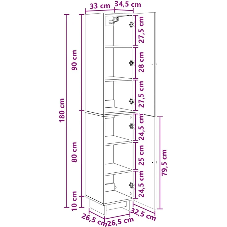vidaXL Schrankset 2 pcs Artisan-Eiche 34,5 x 33 x 90 cm Holzwerkstoff 3416375 – Bild 9
