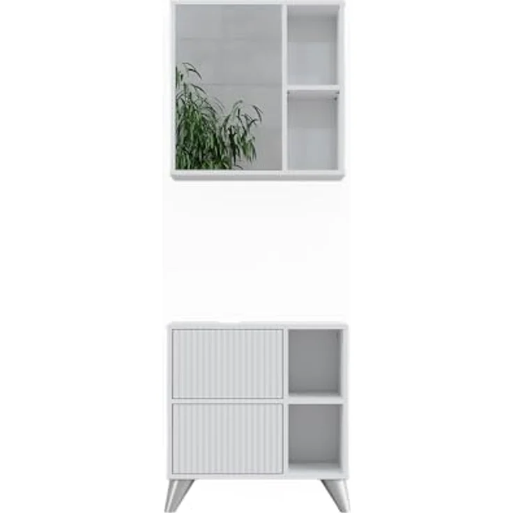 Vichy Badmöbel-Set Leano, 2-teilig, Weiss, inklusive Waschbeckenunterschrank und Spiegelschrank – Bild 1