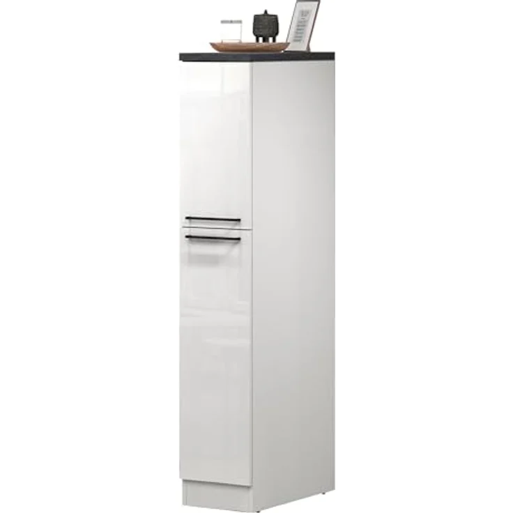 Dmora - Küchenschrank Quintino, Mehrzweckschrank, Küchenzeile Schrank, Multifunktionales Kühlregal, 100% Made in Italy, 30 x 60 x 165 cm, glänzendes Weiß und Schiefer – Bild 5