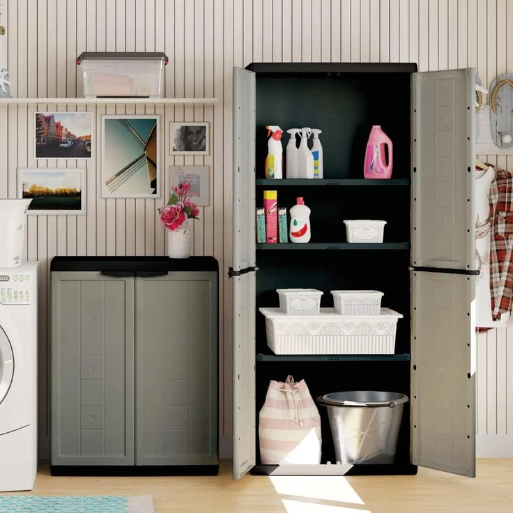 Kis Kunststoffschrank "Jolly" niedrig, dunkelgrau/schwarz – Bild 5