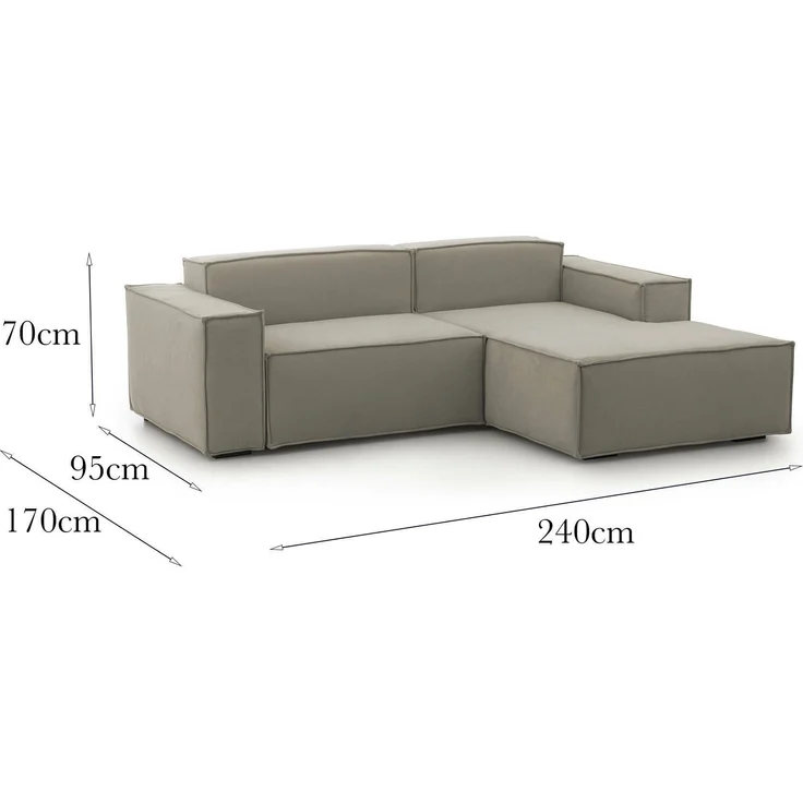 Dmora Sofa mit Halbinsel Ameli, modulares Sofa mit rechter Chaiselongue, modernes Stoffsofa, 100 % Made in Italy, 240 x 170 x 70 cm, Taupe – Bild 3