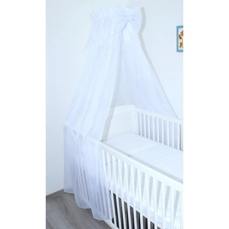 Primawela Betthimmel Betthimmel aus weißem Chiffon mit Baumwollabschluss Baby Kinder Bett – Bild 3