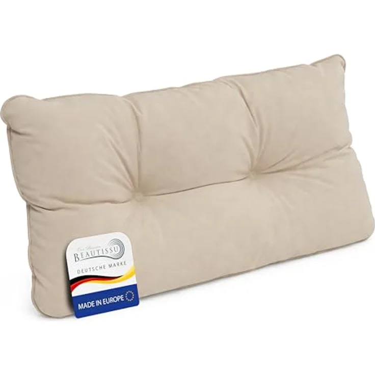 Beautissu Lounge Kissen Outdoor Rückenkissen 70x40x12 cm – wetterfest, schmutzabweisend, polster, beige – Bild 1