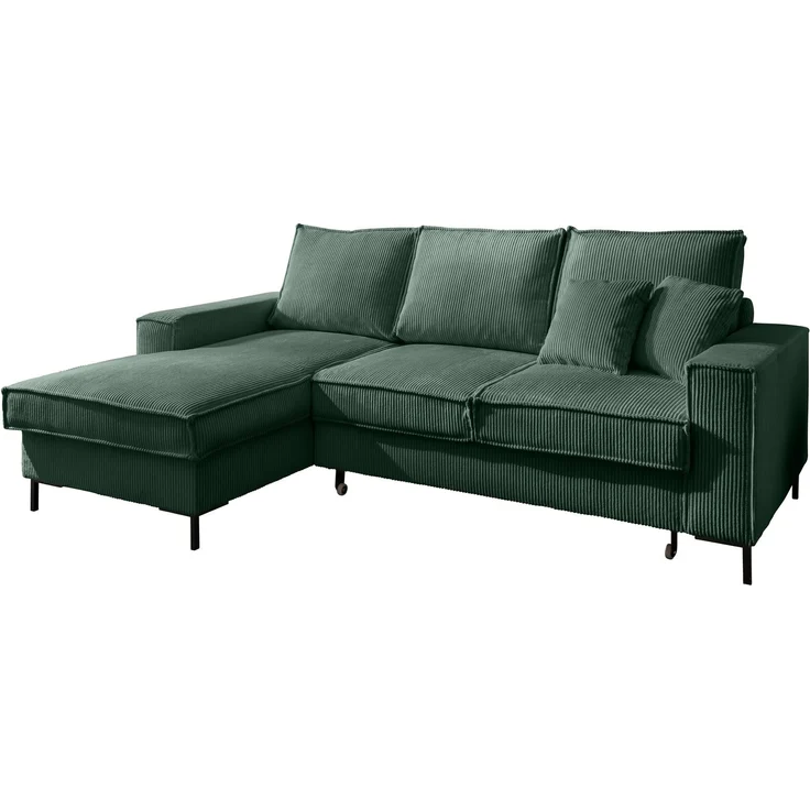 Polsterecke >Rube< Schlaffunktion, Stauraum, Cord moosgrün - 240x92x150cm (BxHxT) – Bild 7