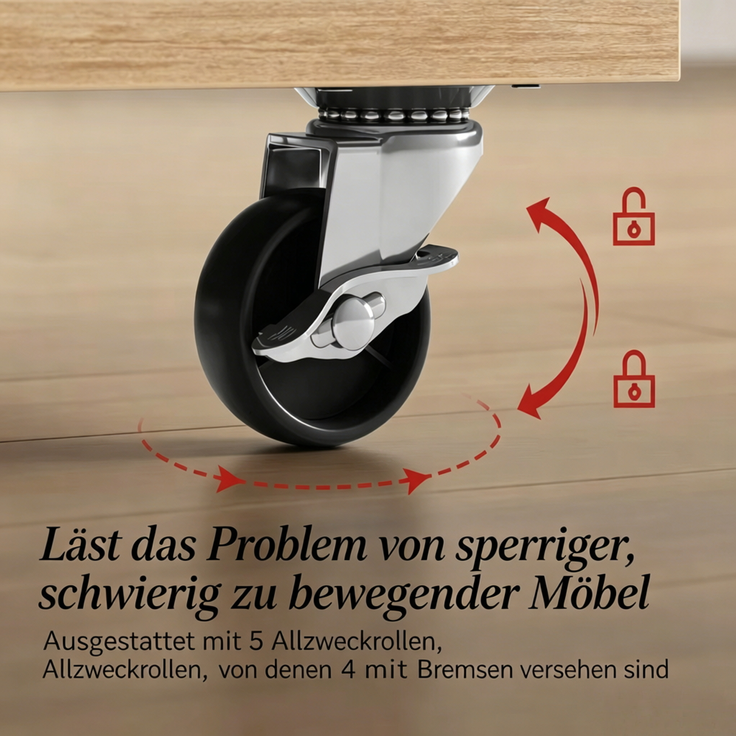 EINHOM Beistelltisch, Mobiler Couchtisch, Kleiner Esstisch, Lift-Top Wohnzimmer Tisch mit Abschließbarer Rolle, Studientisch (Nur Mit 1Pcs Studientisch) – Bild 5