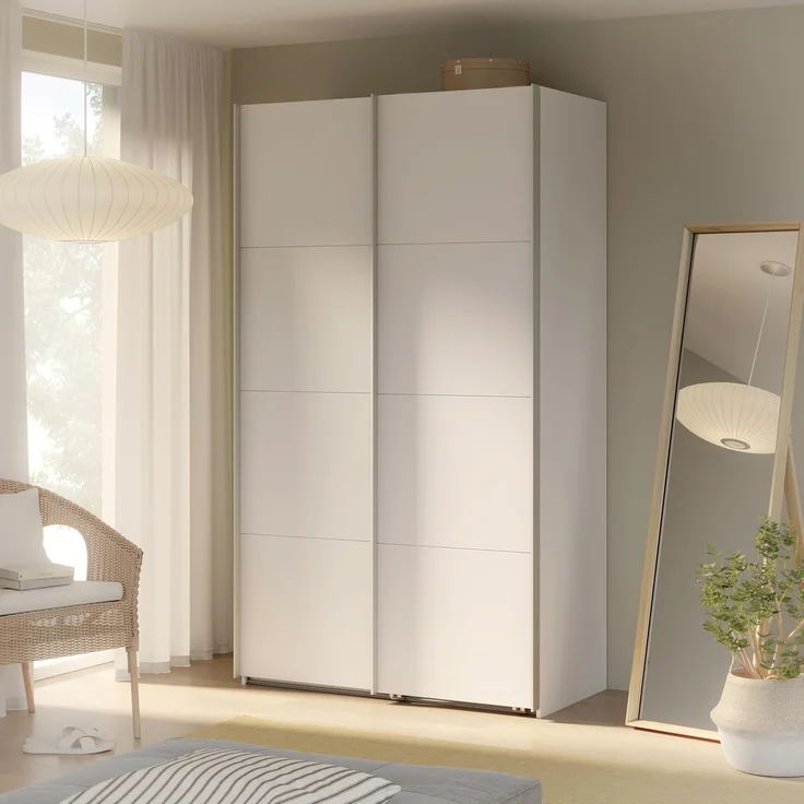 FORTE SOPHISTISPACE Kleiderschrank 120, Moderner Schrank mit 2 Schwebetüren, Holzwerkstoff, Weiß, 120,1 cm breit, 210,5 cm hoch, 62,9 cm tief – Bild 1