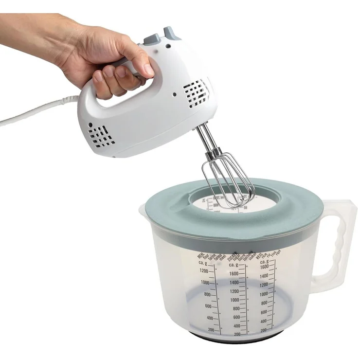 mucHome Messbecher 3in1 Rührbecher 2L mit Spritzschutz, Verschlussdeckel und Ausgießer – Bild 1