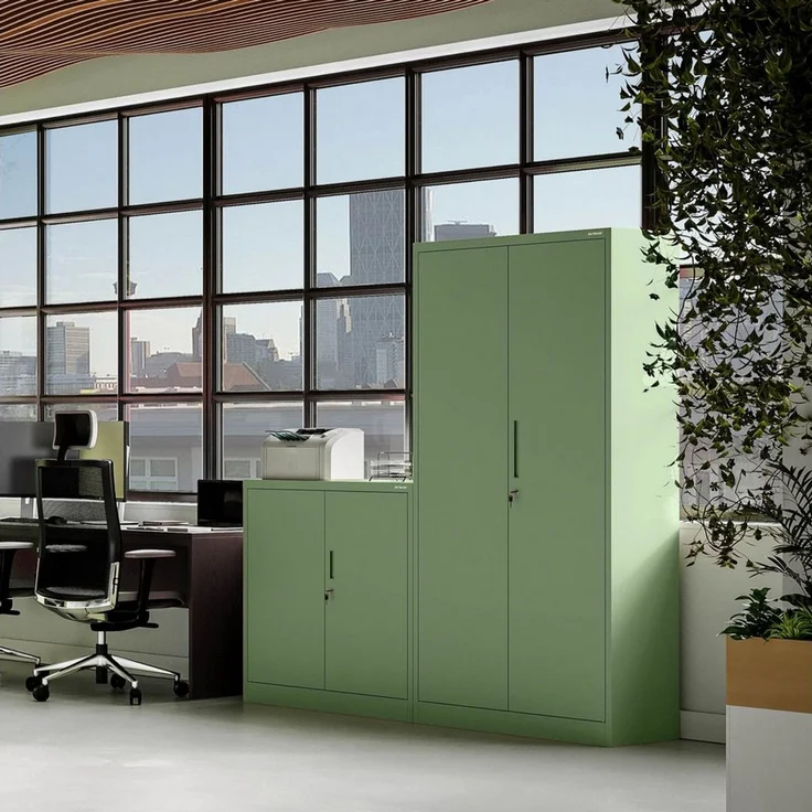 Jan Nowak Metallschrank 185 x 90 x 45 cm | Büroschrank Abschließbar mit Kleiderstange, Pulverbeschichtung | Aufbewahrungsschrank Umkleideschrank Spind Kleiderstange | Pastellgrün – Bild 3