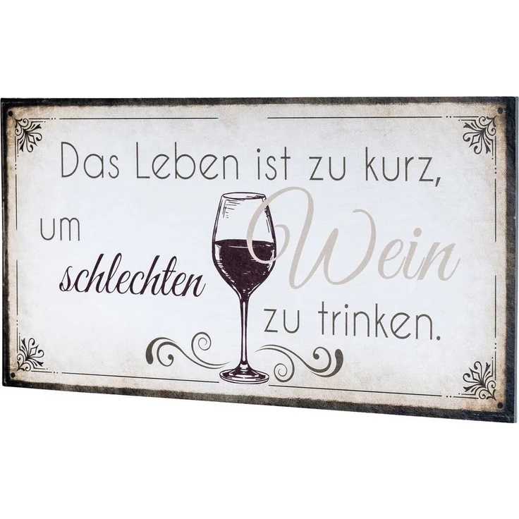 Levandeo® Wandbild, Wandbild 40x20 cm Wein Spruch Küche Küchendeko Deko Wandschild Bild – Bild 2