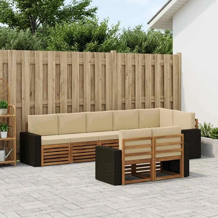 vidaXL Outdoor-Sofagarnitur 8 stk. 8-Sitzer Natur und Beige 3384514 – Bild 1