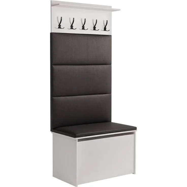 Raumhirsch Furniture Andy Flurmöbel-Set, Garderobe mit gepolsterten Paneelen, Graphit, Holzwerkstoff, 40x192x73 cm