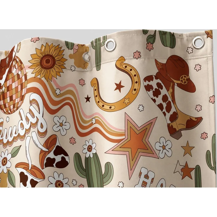Wasserdichter Duschvorhang im Western-Design Mehrfarbig 150 x 180 cm für Badewanne – Bild 3