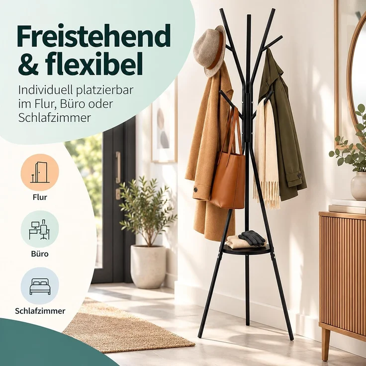 Relaxdays Garderobenständer 9 Haken – Bild 8