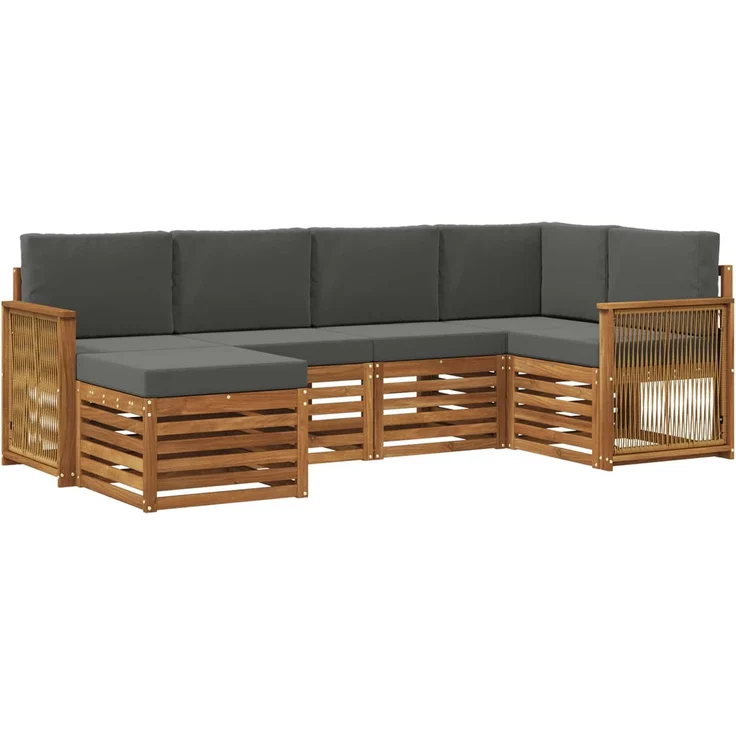 vidaXL Outdoor-Sofagarnitur 6 stk. 5-Sitzer Natur und Anthrazit 3384568 – Bild 2