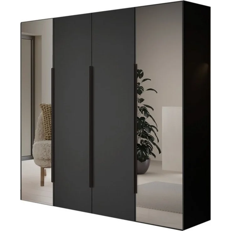 Compleo Kleiderschrank mit 4 Türen, Drehtürenschrank, Garderobenschrank mit Spiegel – Bild 3