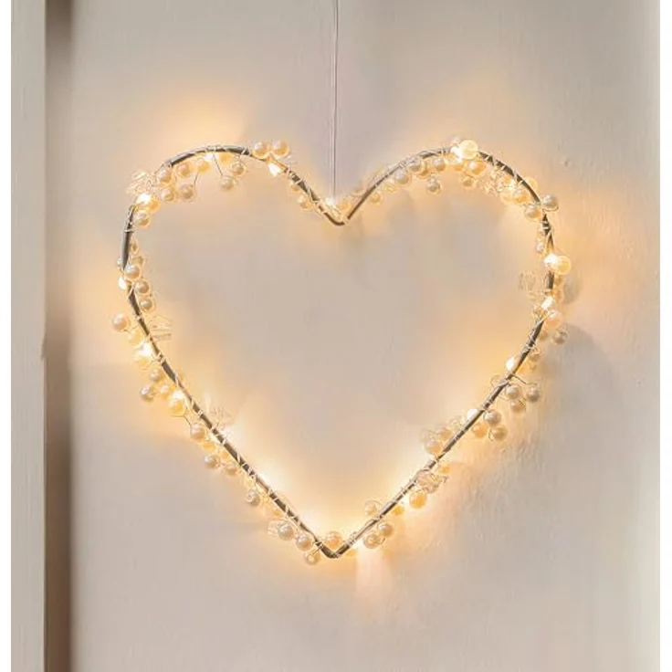 COZY HOME LED-Lichterkette Lichterketten Herz Lichterkranz LED Herz mit Stecker warmweiß Fenster – Bild 2