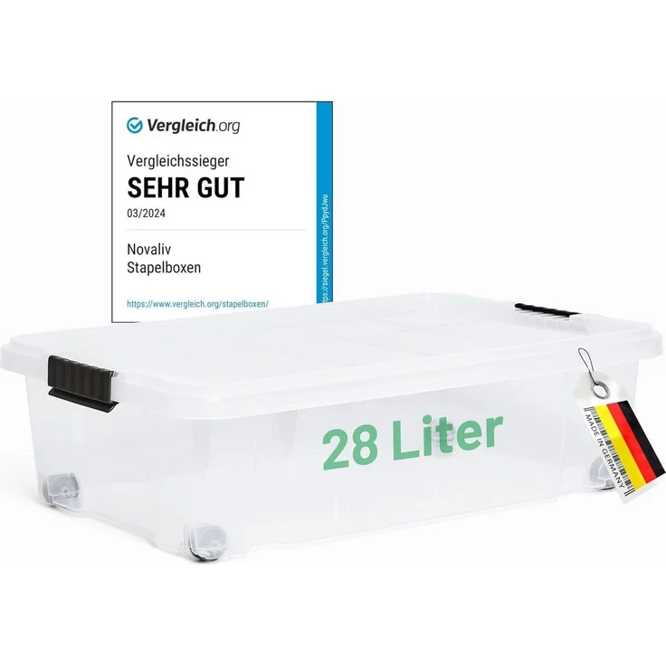 Novaliv Aufbewahrungsbox 30541+1xTRA (1 St), Novaliv Unterbett Aufbewahrungsbox mit Rollen Deckel 28L transparente – Bild 5