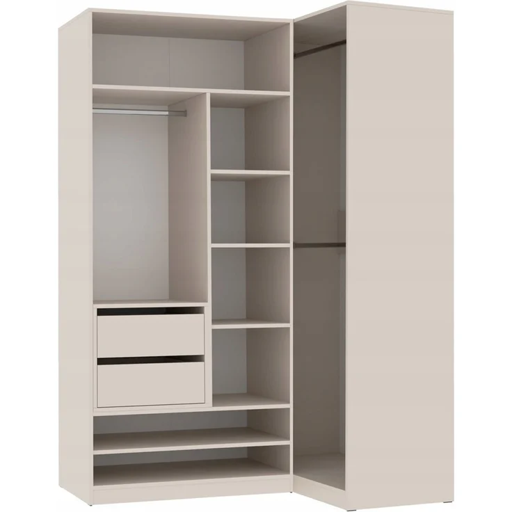 Marmex Möbel TRES SET C offener Mehrzweckschrank-Set für Schlafzimmer, Ankleidezimmer, modularer Kleiderschrank mit Einlegeböden und Kleiderstangen, laminierte Spanplatte, graubeige cashmere, 190x206x51 cm – Bild 5