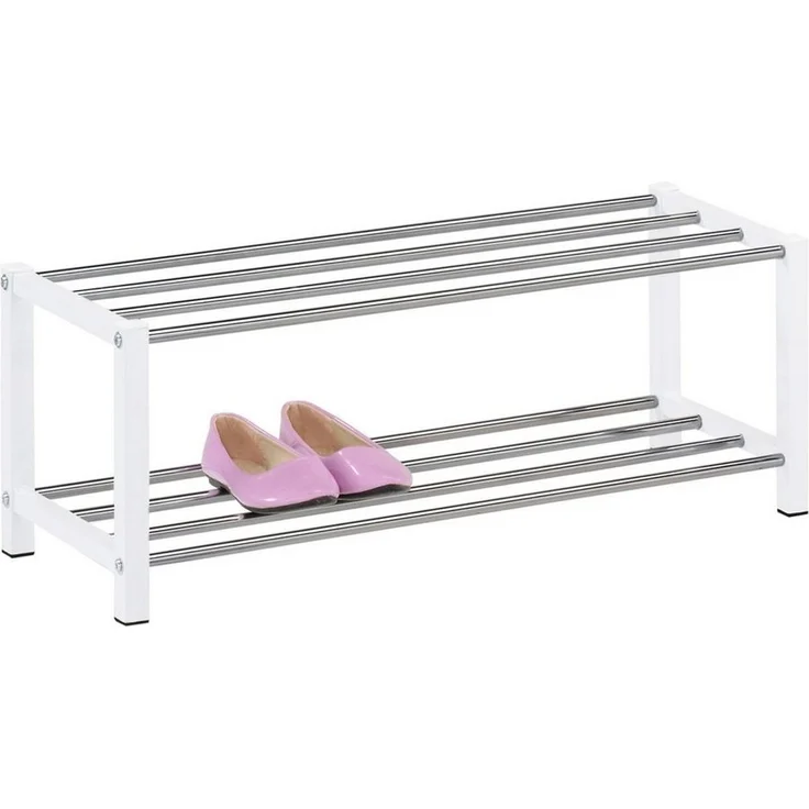 IDIMEX Schuhregal DUBLIN, Schuhständer mit 2 Ablagen, 90cm breit Schuhaufbewahrung Metall weiß – Bild 4