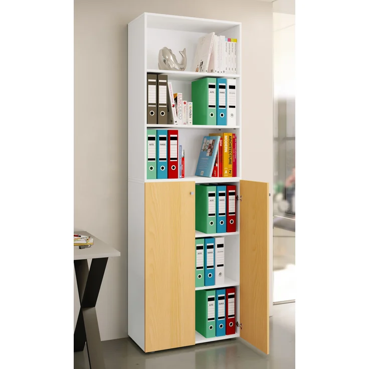 VCM Büroschrank Ulas 919153 Weiß / Buche H. 220 x B. 70 x T. 40cm – Bild 2