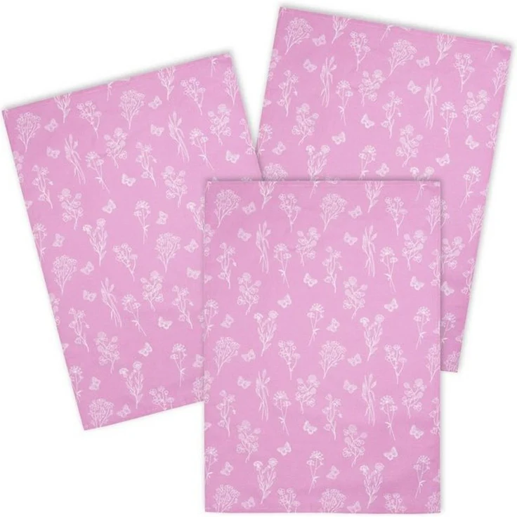 Kracht Geschirrtuch Wildblumen, (Set, 3-tlg, 3-teilig), 3er Pack Geschirrtücher (3 Stück), ca. 50x70 cm, Halbleinen bedruckt – Bild 4