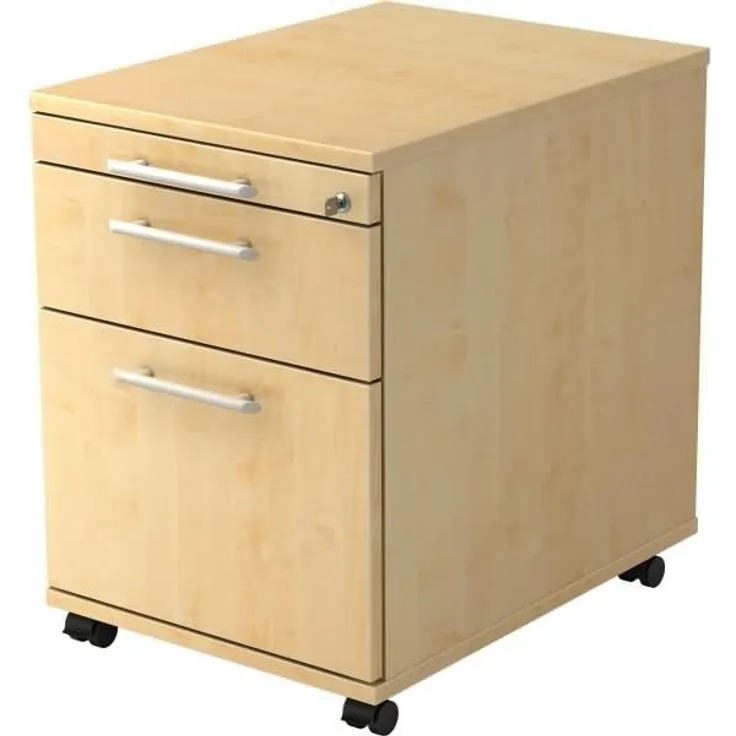 Rollcontainer AC20 58cm, 1 Schub, 1 HR, Schloss, RE Ahorn