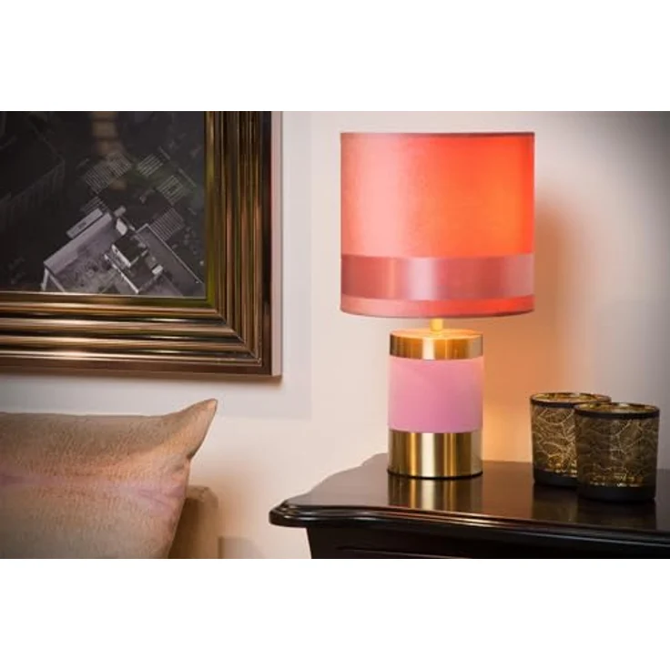 Lucide Frizzle 10500/81/66, Nachttischlampe im Vintage-Stil mit Stoffschirm und Satinband – Bild 4