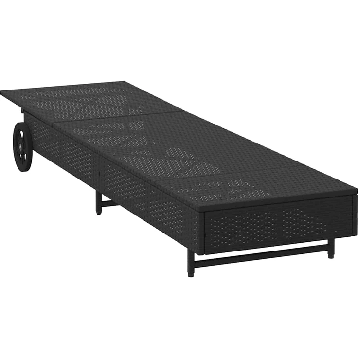 vidaXL Sonnenliege mit Rollen und Auflage Schwarz Poly Rattan 4104033 – Bild 4