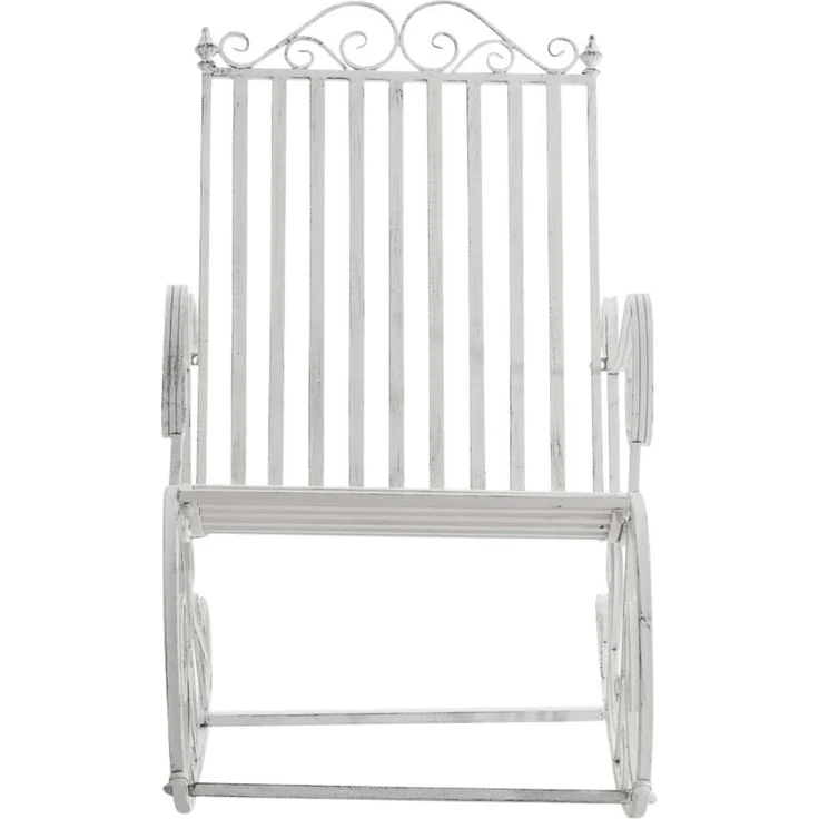 Schaukelstuhl ANNA 2er Set Antik Outdoor - 56x90x94cm, Metall, Antik-Weiß | Gartenstuhl Liegestuhl Relaxstuhl Garten Terrasse – Bild 3