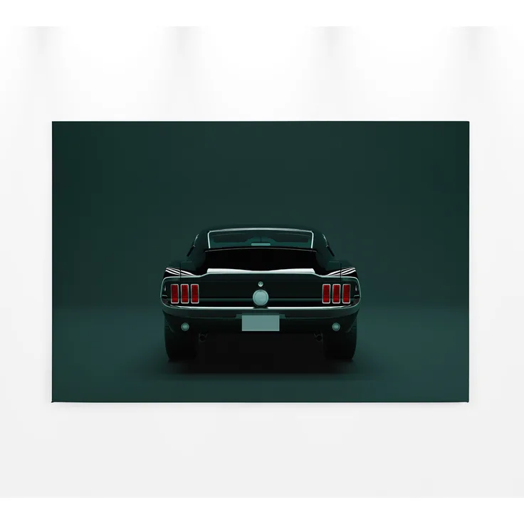 Leinwandbild Auto Ford Mustang Grün Schwarz 90x60 DD120413 Wandbild Leinwand