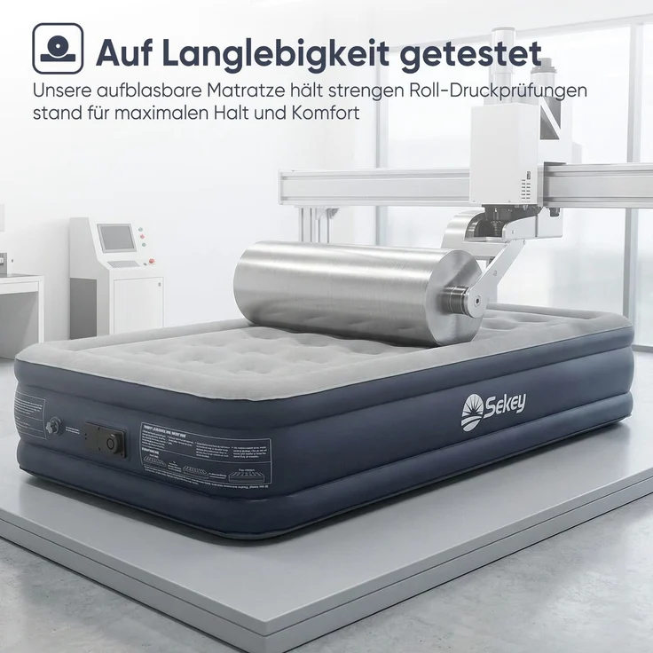 Sekey Luftbett mit integrierter Luftpumpe, Luftmatratze selbstaufblasend Camping, 203 x 102 x 40 cm, blau / grau – Bild 6