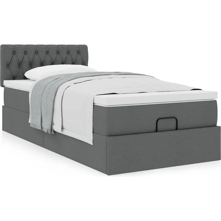 vidaXL Ottoman-Bett mit Matratze Dunkelgrau 100x200 cm Stoff 3311519 – Bild 12