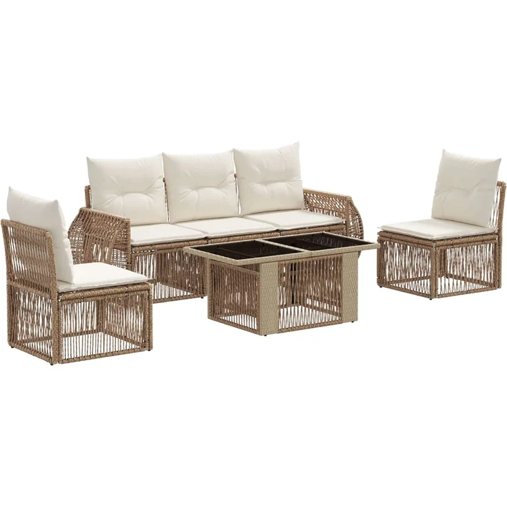 vidaXL Gartensofa-set 6 stk. Beige und Cremeweiß 100 x 55 x 73 cm 3436923 – Bild 2