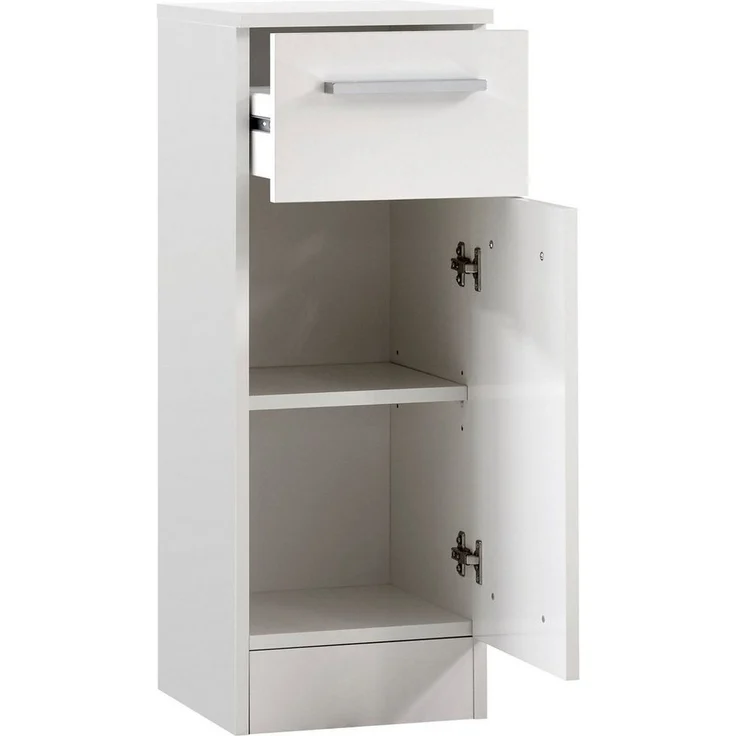 Saphir Unterschrank Quickset 335 Badschrank, 1 Tür, 1 Schublade, 30 cm breit Badezimmer-Unterschrank, Weiß Glanz, Griffe in Chrom Glanz – Bild 2
