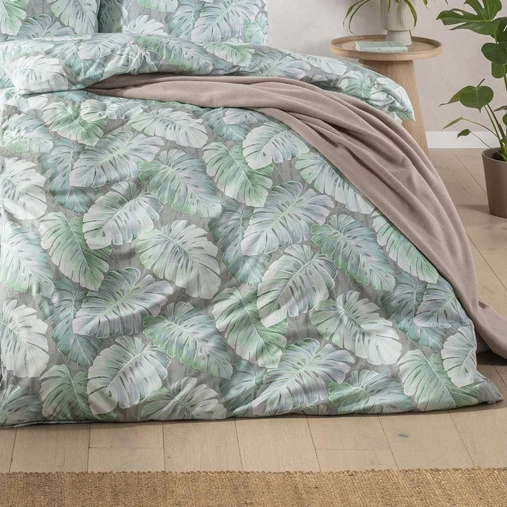 Estella Mako Jersey Bettwäsche 135x200 Rabea alge Blätter Monstera 6301-545 – Bild 3
