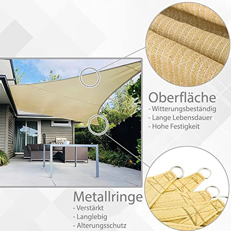 Sonnensegel Anthrazit/Schwarz Rechteck 2x4m Schatten UVSchutz Wetterfest Outdoor – Bild 4